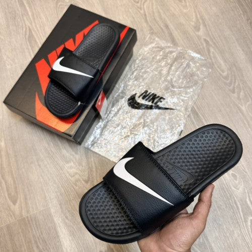 Nike Benassi Swoosh Black White Flip-Flop