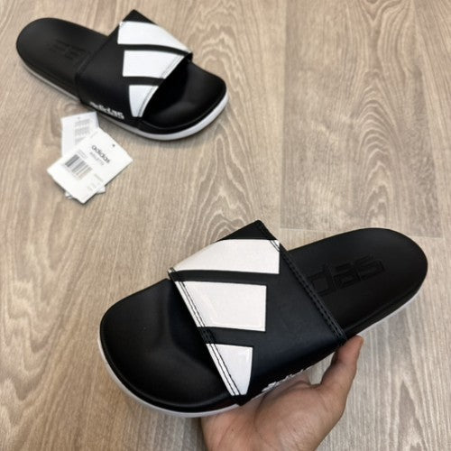 Adidas Adillete Cloudfoam Soft White Black Flip-Flop